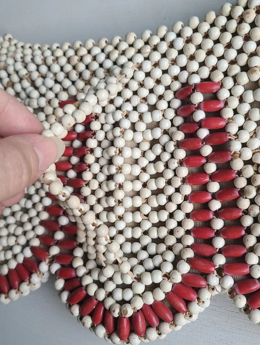 Vintage Wood Bead Clutch 1930s 1940s